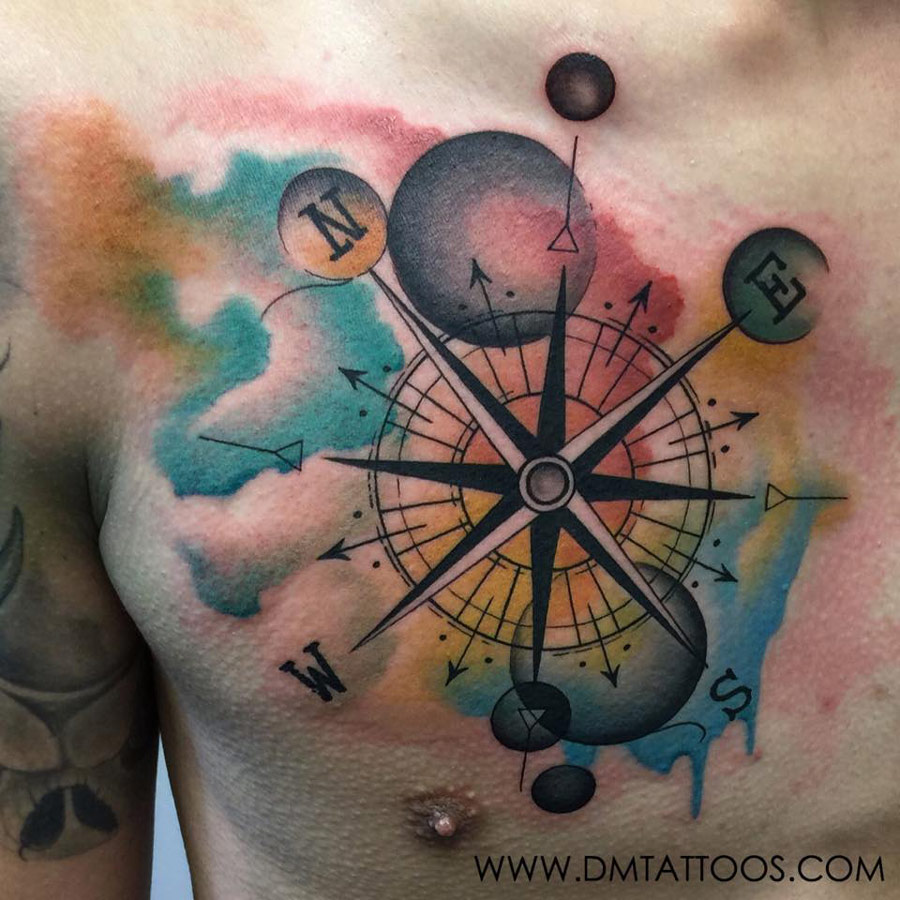 Watercolor Tattoo Ideas Watercolor Compass Tattoo Rainbow Tattoos My