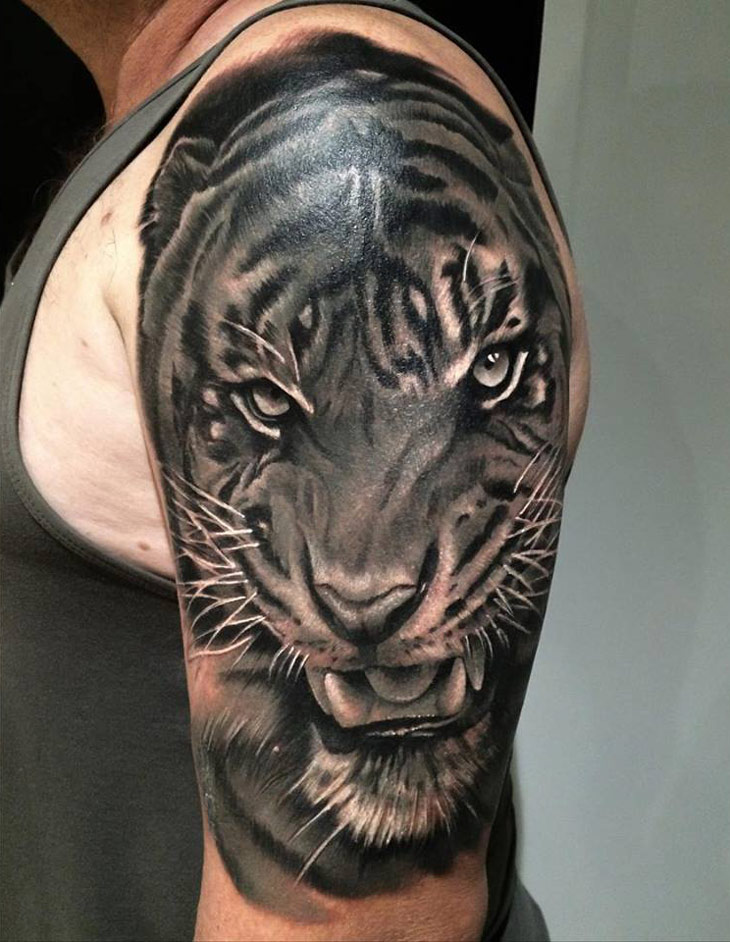 Realistic Tiger Half Sleeve Best Tattoo Design Ideas