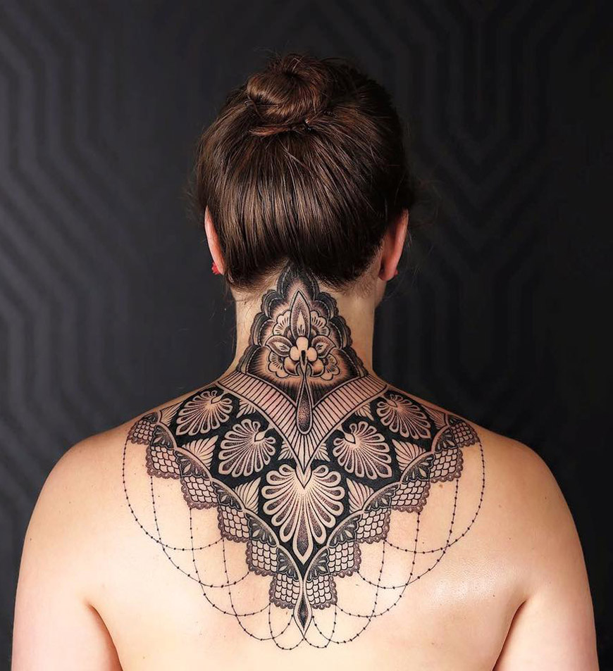 Ornamental Neck Tattoo | Best tattoo design ideas