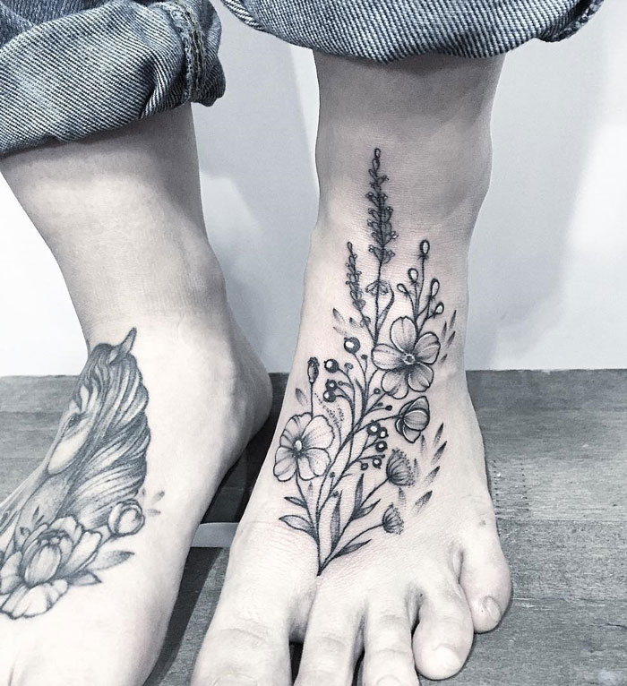 Flower Design Foot Tattoos 53