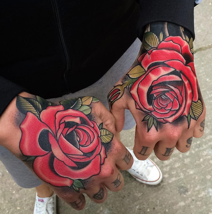 Red Roses Hand Tattoo Best tattoo design ideas