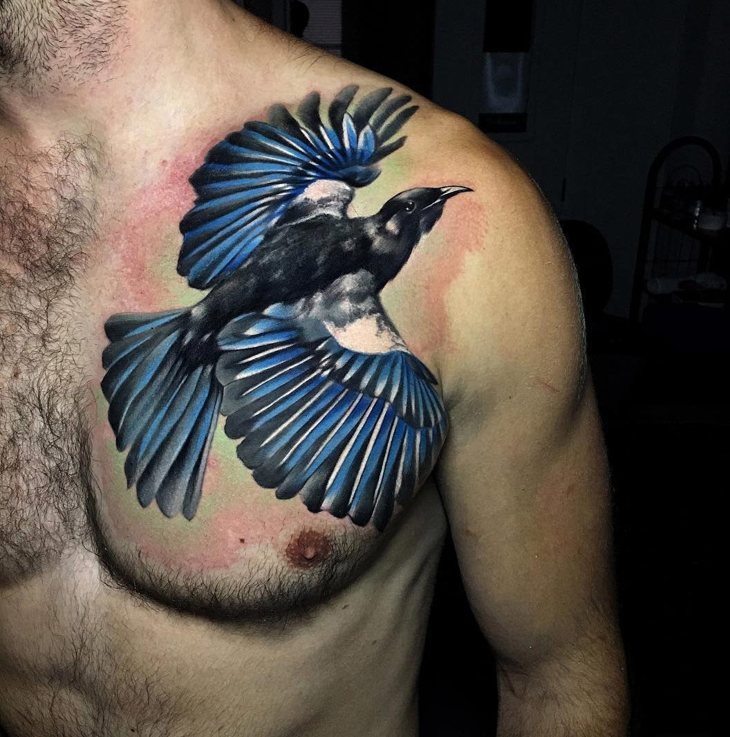 Tui Bird Chest Tattoo Best tattoo design ideas