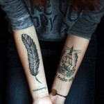 feather arm tattoo