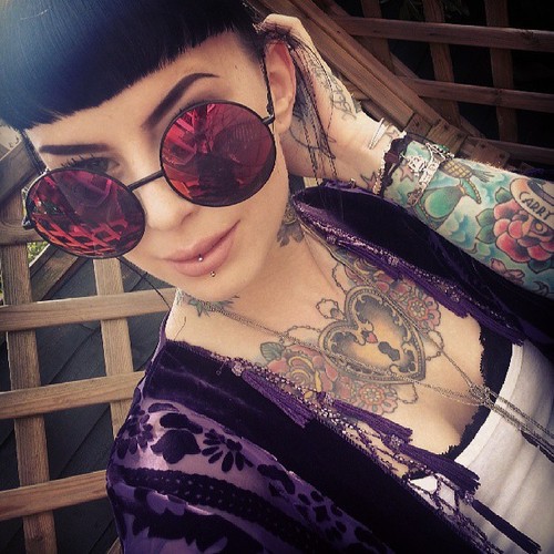 Awesome girl chest tattoo