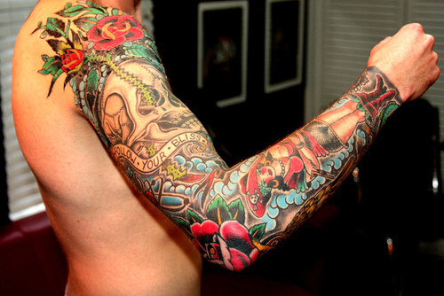 Colourful full arm tattoo Best tattoo design ideas