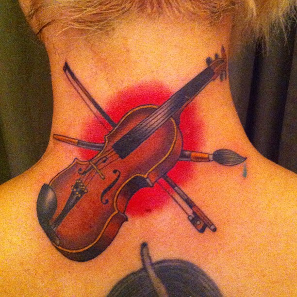 Kontrabass tattoo  Forearm band tattoos Anatomical tattoos Violin tattoo