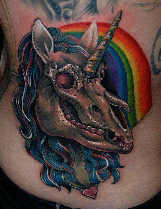 Crazy unicorn tattoo