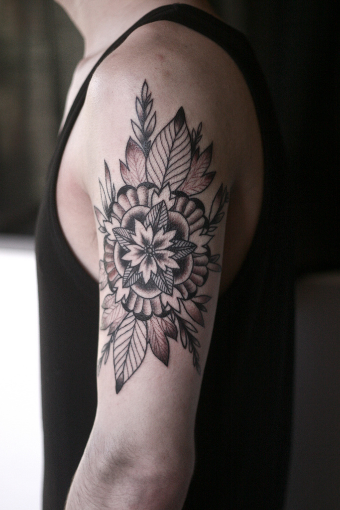 Simple Flower Sleeve Best Tattoo Design Ideas