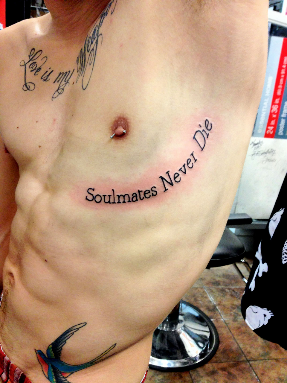soulmates never die,word tattoo,words tattoos,cool tattoos.
