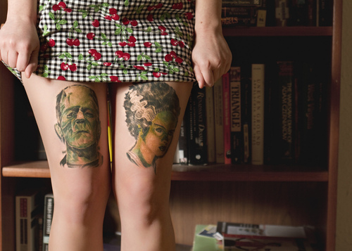 Faces on legs