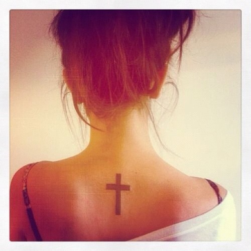 Nice cross back tattoo