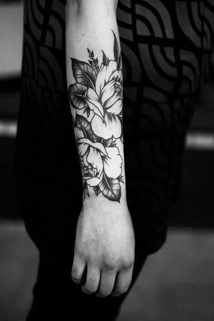 Beautiful Black Floral Arm Tat