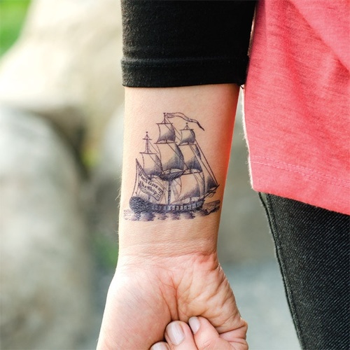 Wrist Ship Tattoo
