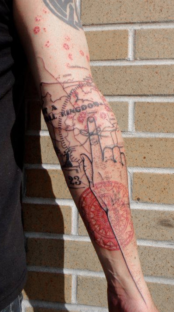 Abstract Black & Red Arm Tattoo