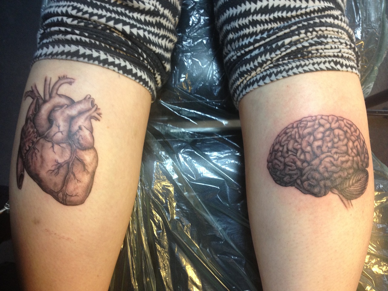 Realistic Brain And Heart Tats