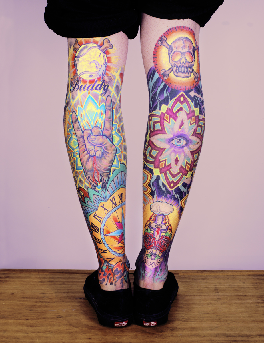 Super Colourful Leg Tats