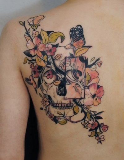Abstract Floral Skull