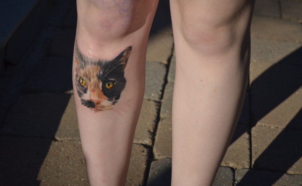 Cat Face On Leg