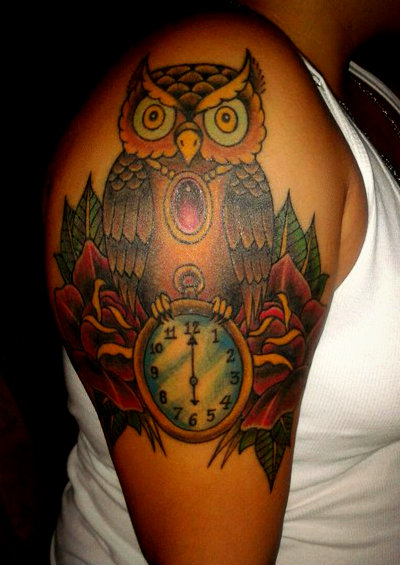 owl arm tattoo