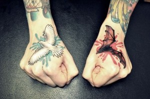 Bat & Pigeon Tattoo