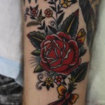 Amercian Traditional Rose Tattoo
