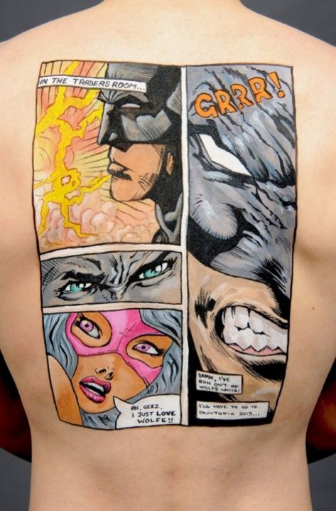 Batman Comic Back Tattoo