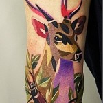 Colourful Geometric Deer Tattoo