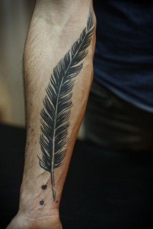 Big Black Feather Tattoo