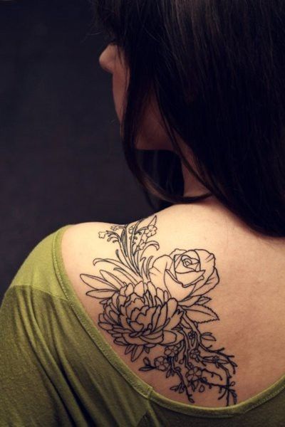 Elegant Flower Back Tattoo