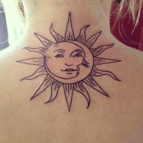 Sun & Moon Tattoo On Back
