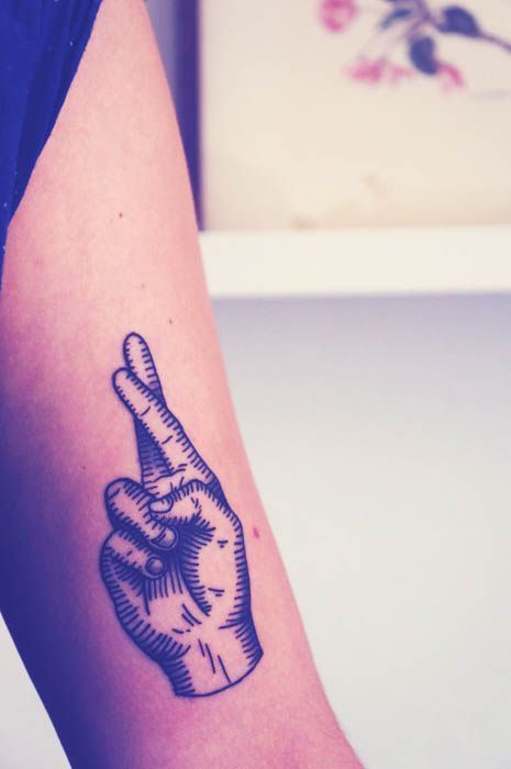 Crossed Fingers Tattoo