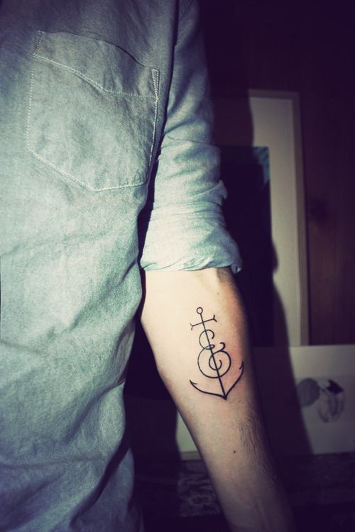 Anchor & Letter Tattoo