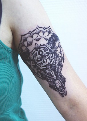 Bull Skull Arm Tattoo