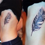 Feather Tattoo On Ribs