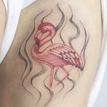 Flamingo Tattoo On RIBS