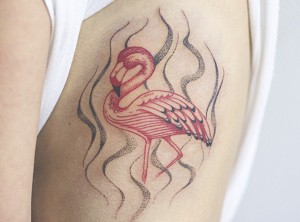 Flamingo Tattoo On RIBS