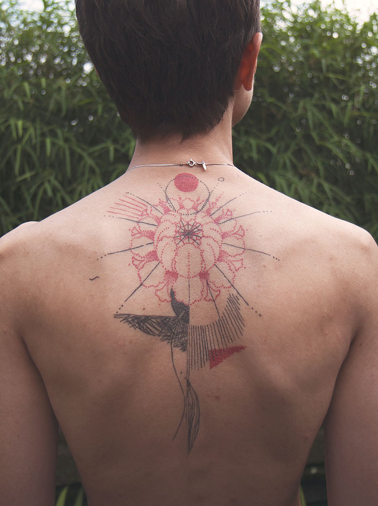 Lotus Composition Back Tattoo