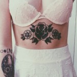 Black Roses Belly Tattoo
