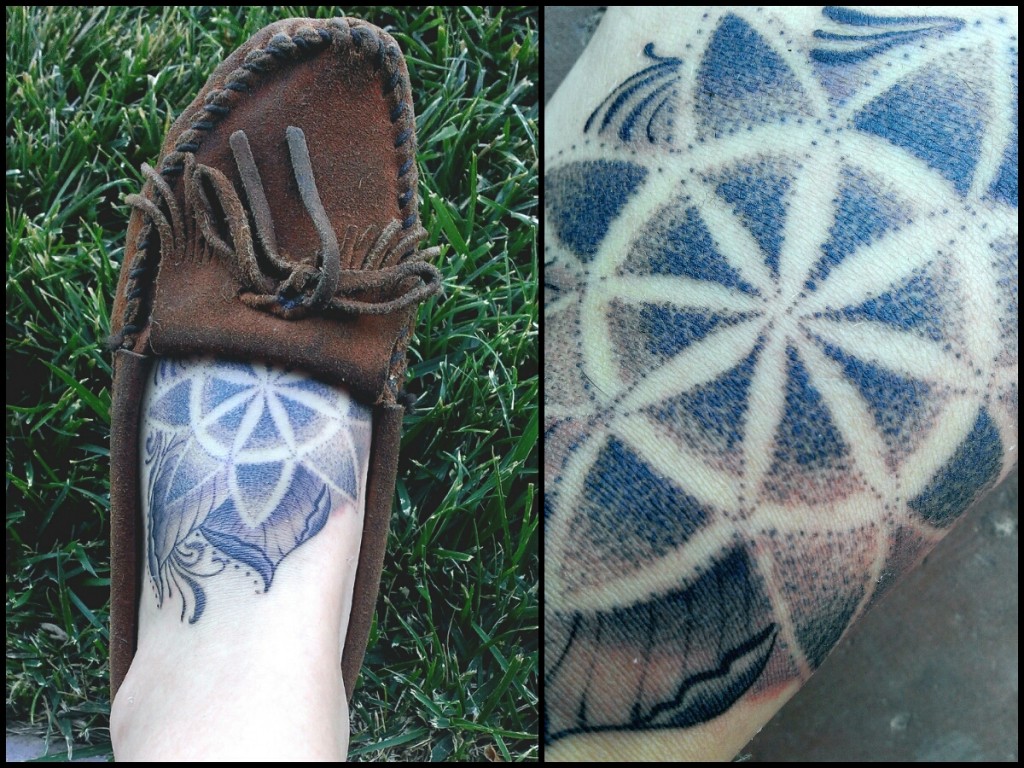 Dot Work Mandala Foot Tattoo