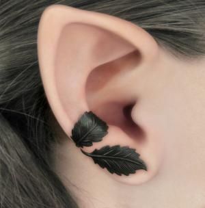 Leaves Ear Tattoo