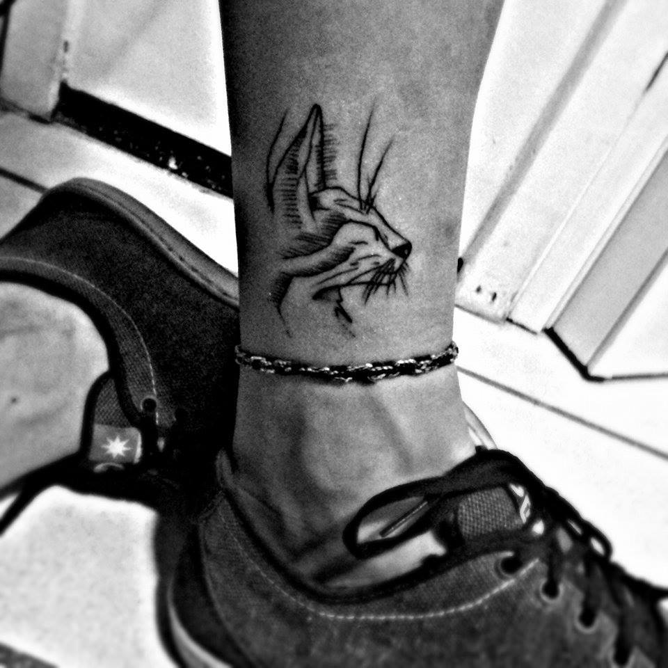 Cat Tattoo On Leg