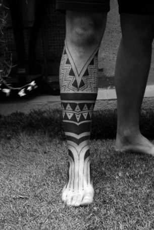 Maori Half Leg Tattoo