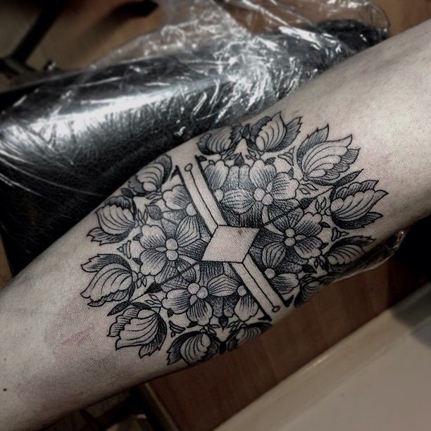 Flower And Diamond Tattoo
