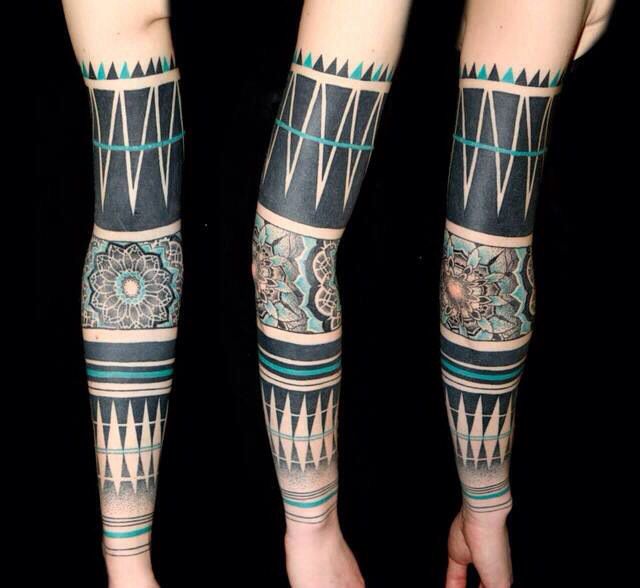 Black & Green Tribal Tattoo