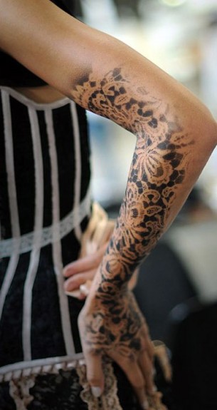 Black Lace Arm Tattoo