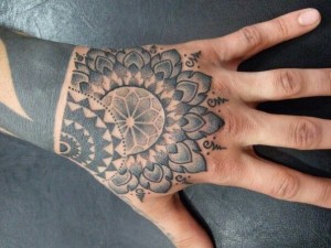 Awesome Black Mandala Hand Tat