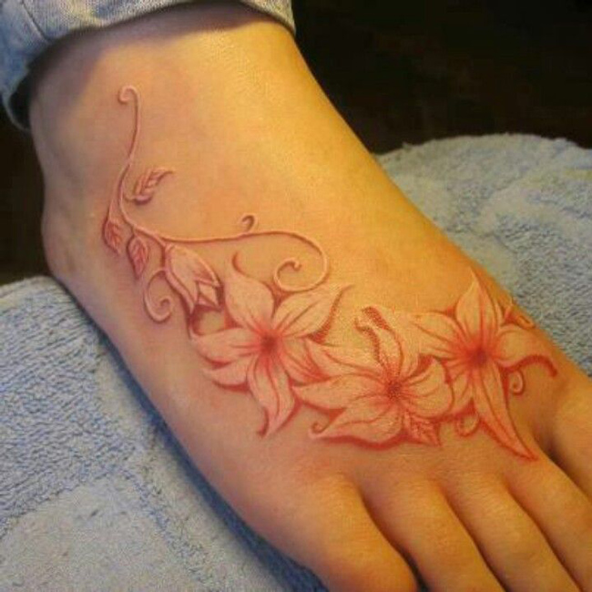 Foot Flower Tattoo by Helyar Tattoos