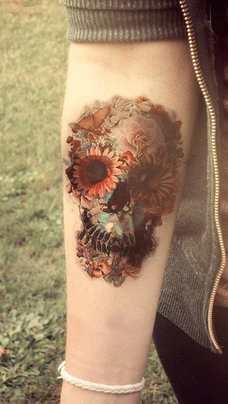 Flowery Skull Tattoo