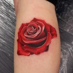 Realistic Red Rose Tattoo