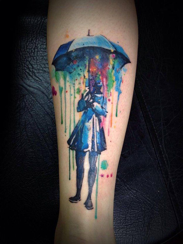 Umbrella Watercolor Tattoo
